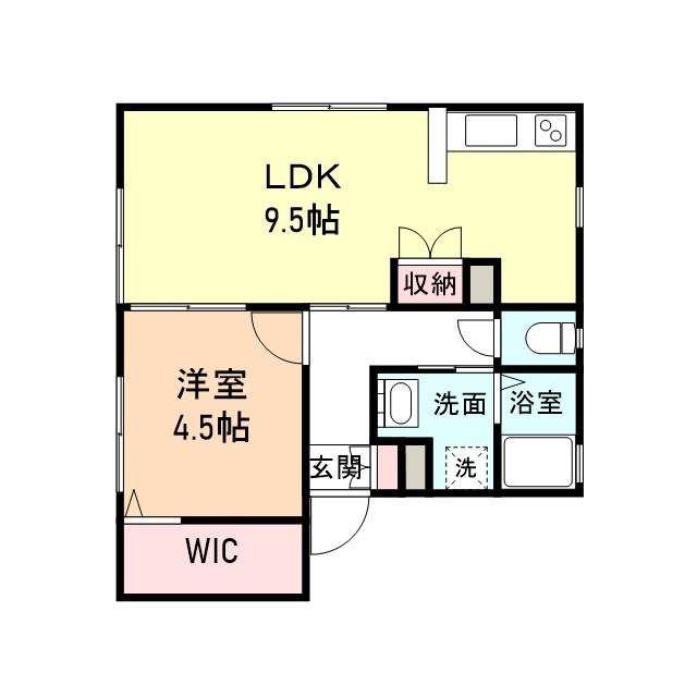 ナチュラルビレッジ富岡町 B棟(1LDK/1階)の間取り写真