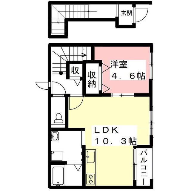 グレーシアPIPO(1LDK/2階)の間取り写真