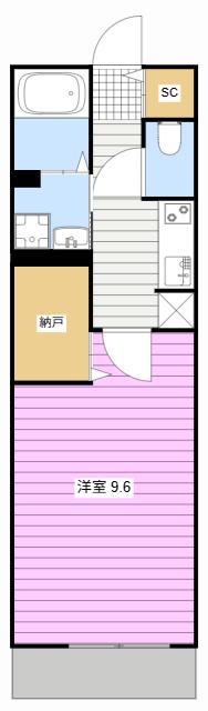 ウエスト FIELD(1K/1階)の間取り写真