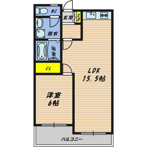 クレアコート(1LDK/2階)の間取り写真