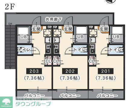 グランディア相模大野(ワンルーム/2階)の間取り写真