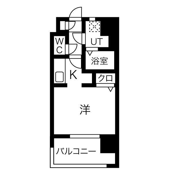 メイクス博多石城(ワンルーム/2階)の間取り写真