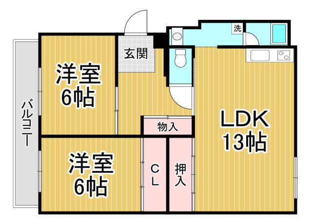サン・クレスト別当(2LDK/1階)の間取り写真