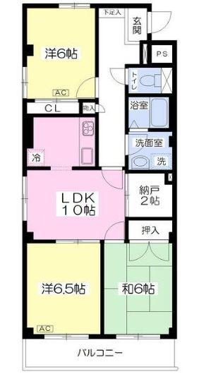 板橋区南町マンション(3LDK/2階)の間取り写真