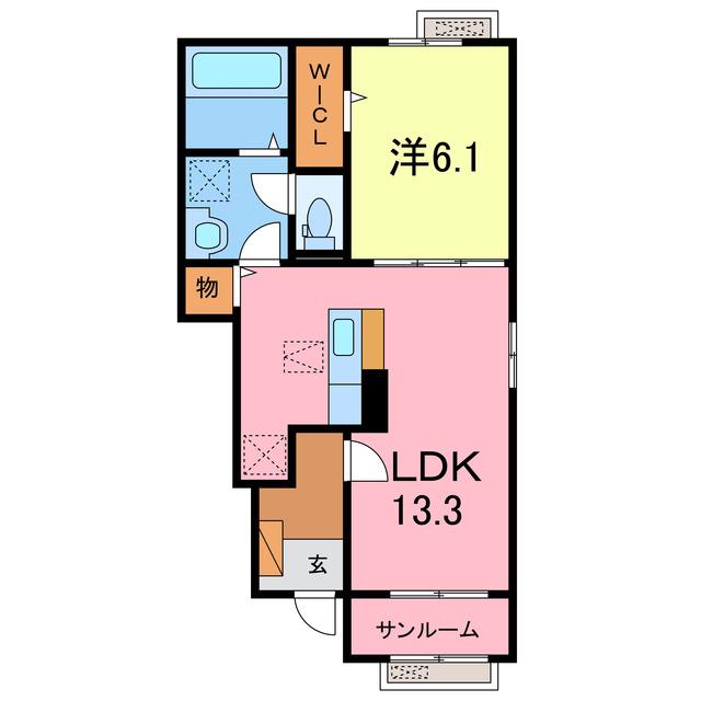 EX.ヒルズII(1LDK/1階)の間取り写真