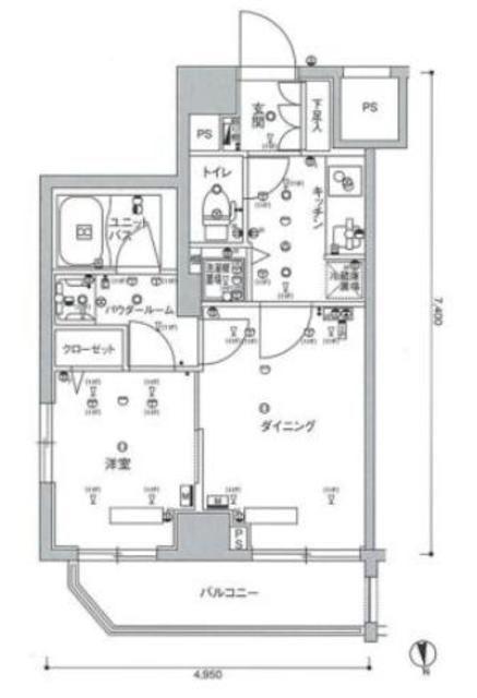 スカイコート大森壱番館(1DK/10階)の間取り写真