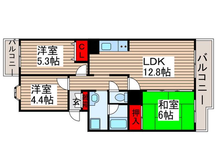 フォレストハイム(3LDK/3階)の間取り写真