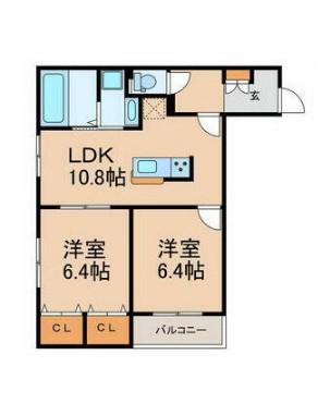 RESIDENCE H(2LDK/2階)の間取り写真