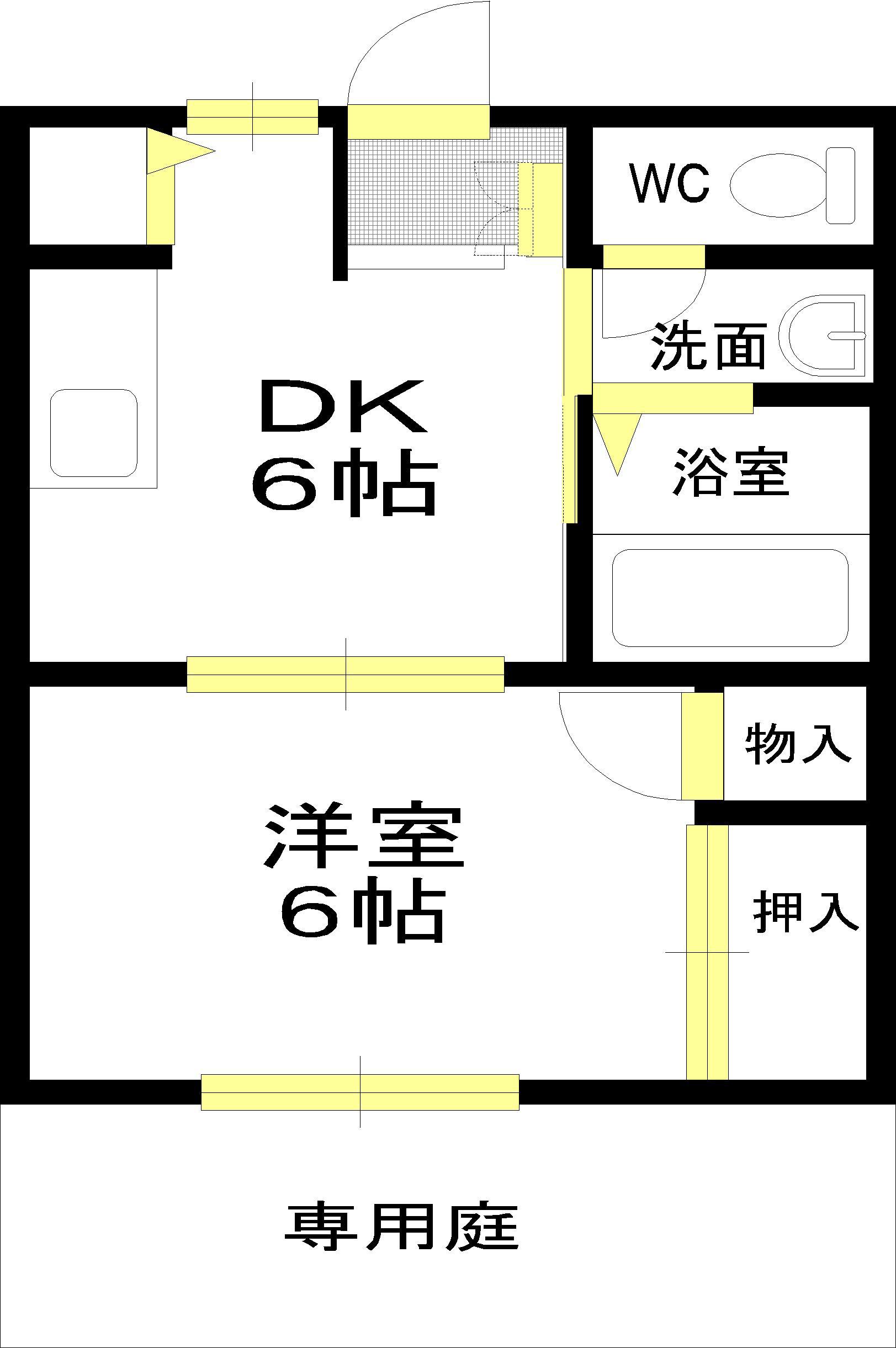 セレブ北のぞみ野(1DK/2階)の間取り写真