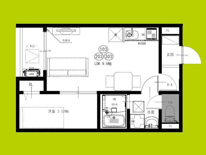 FSTYLE西取石5号館(1LDK/3階)の間取り写真