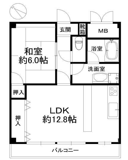 シャンテ本山(1LDK/3階)の間取り写真
