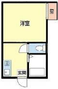 クロノス秦野(1K/1階)の間取り写真