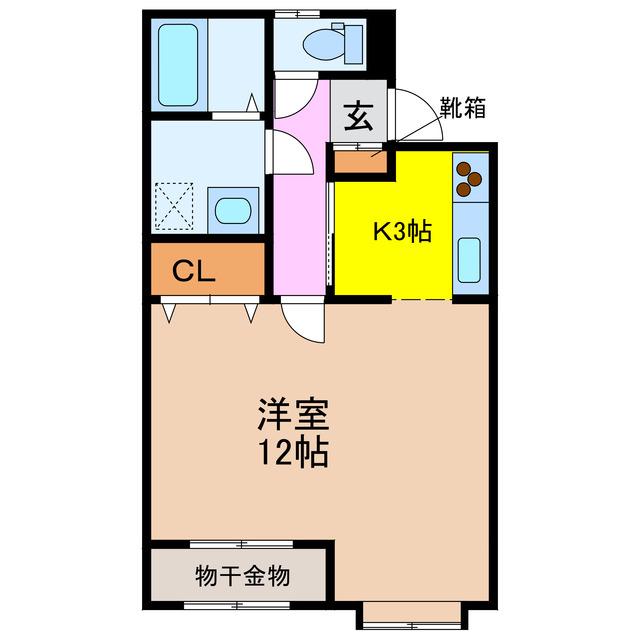 ハイツSE A棟(1K/1階)の間取り写真