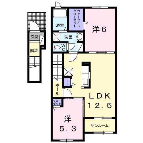 グレイスN(2LDK/2階)の間取り写真