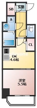 スワンズシティ大阪城南(1DK/6階)の間取り写真