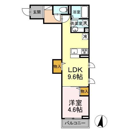 JR常磐線 南千住駅 徒歩4分 3階建 新築(1LDK/2階)の間取り写真