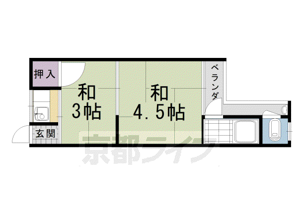 藤枝荘(2K/2階)の間取り写真