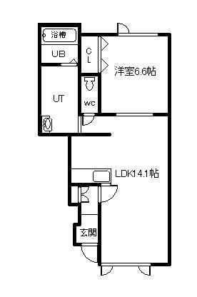 オアシスII(1LDK/1階)の間取り写真