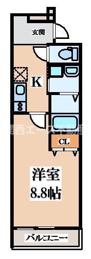 フジパレス忍ケ丘II番館(1K/3階)の間取り写真