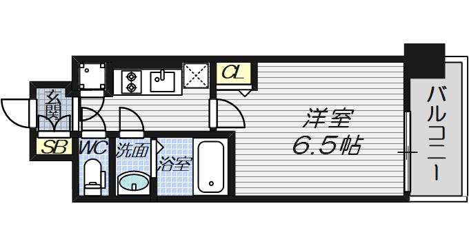 レジュールアッシュウエストレジス(1K/8階)の間取り写真