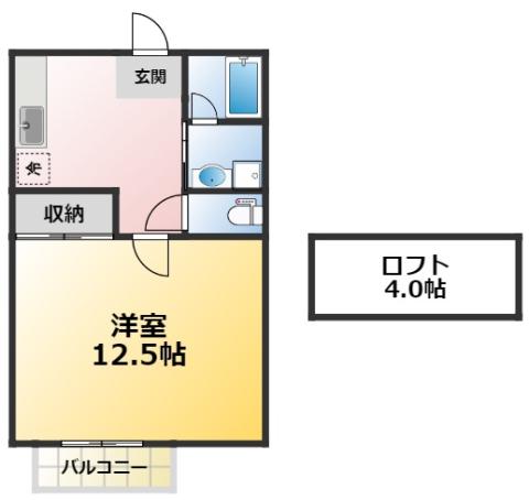 パームタウン東栄(1K/1階)の間取り写真