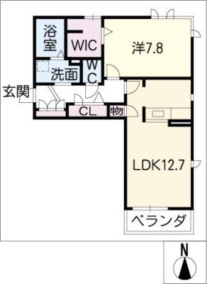ニッケガーデンコート花水木 B(1LDK/2階)の間取り写真