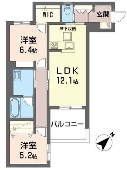 ヴェル・クレージュ(2LDK/1階)の間取り写真