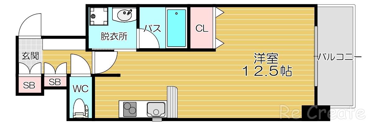 BRAVI上本町(ワンルーム/9階)の間取り写真