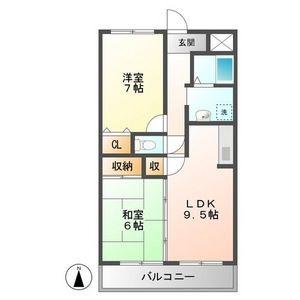 サンシャインまつも(2LDK/5階)の間取り写真