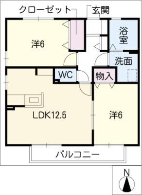 パルティーレ野並(2LDK/2階)の間取り写真