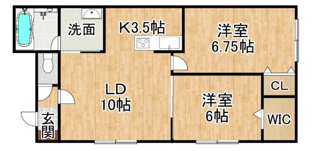 NATURALII(2LDK/1階)の間取り写真