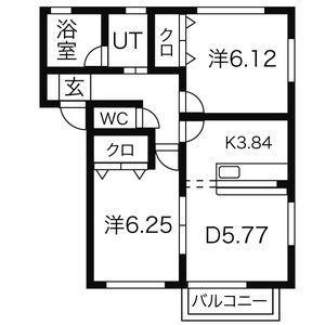 サンセールB(2DK/2階)の間取り写真