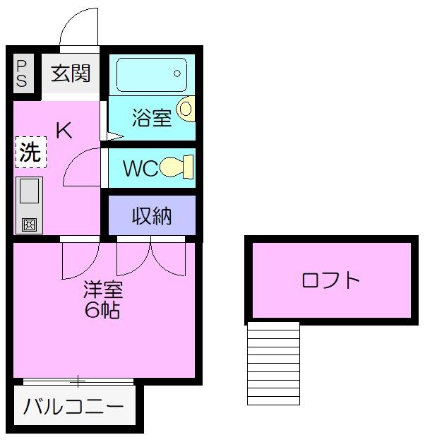 戸崎ハイツA(1K/2階)の間取り写真
