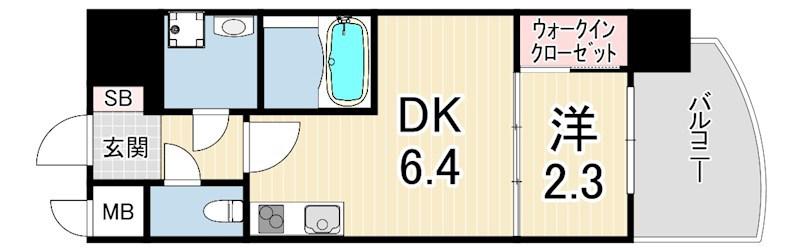 セレニテ神戸西アリエ(1DK/8階)の間取り写真