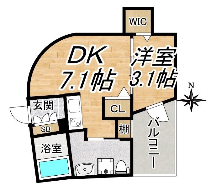 アドバンス西梅田IVエール(1DK/5階)の間取り写真