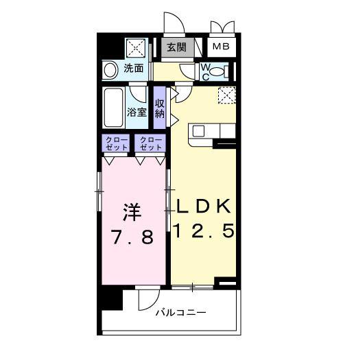 ザ・レジデンス水戸桜川(1LDK/4階)の間取り写真