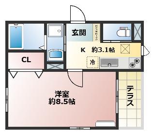 ARTS フジミダイ(1K/4階)の間取り写真