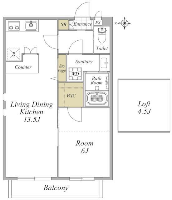 MIA・CASA(1LDK/2階)の間取り写真
