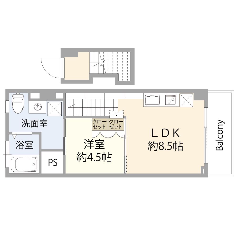 フィース神楽坂(1LDK/4階)の間取り写真