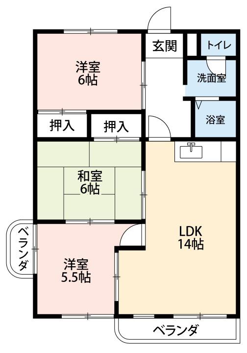 アビタシオン酒井(3LDK/5階)の間取り写真