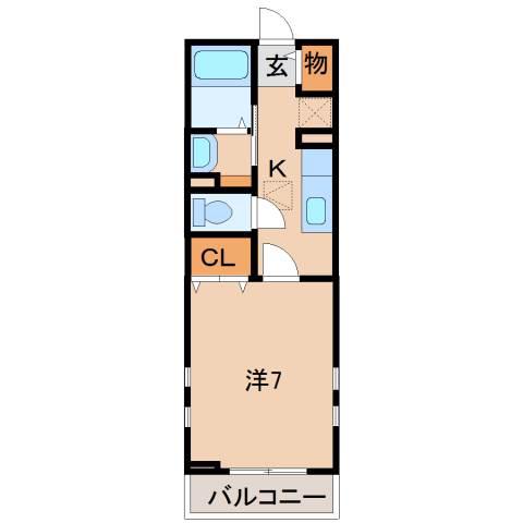 ヴァンクール II(1K/1階)の間取り写真