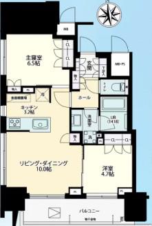 クラッシィスイート・ジオ東麻布(2LDK/4階)の間取り写真