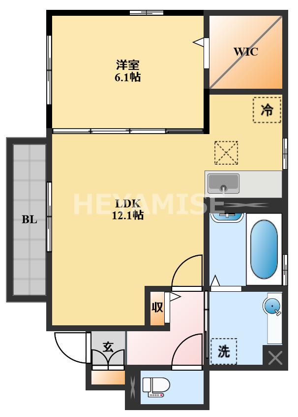 ルミエールテラス大村(1LDK/1階)の間取り写真