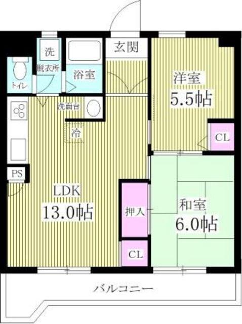ピアチェーヴォレ(2LDK/3階)の間取り写真