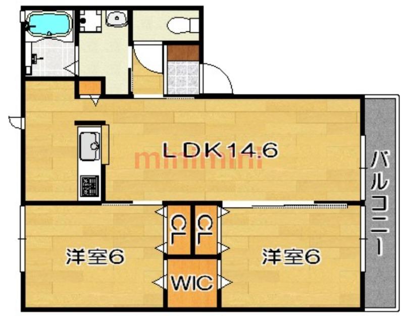 グランハイム高槻I(2LDK/1階)の間取り写真