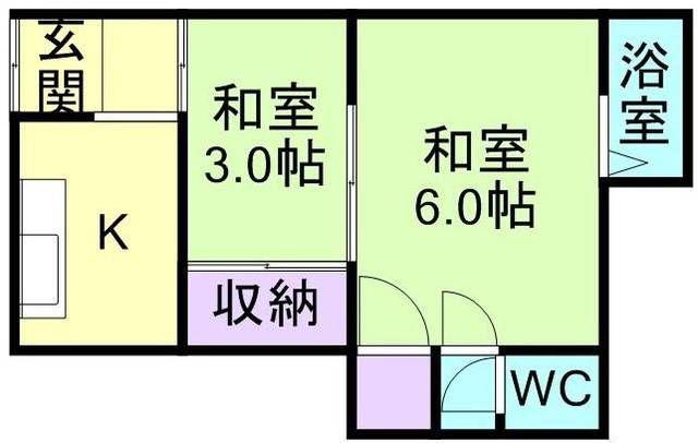 南海本線 紀ノ川駅 徒歩7分 1階建 築53年(2K/1階)の間取り写真