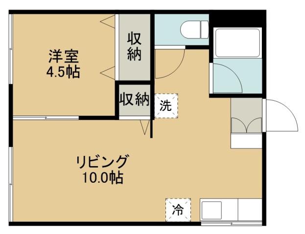 コーポ岸町(1LDK/2階)の間取り写真