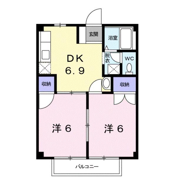 JR和歌山線 岩出駅 徒歩46分 2階建 築32年(2DK/1階)の間取り写真