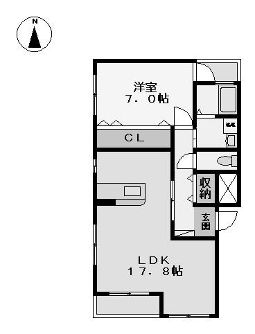 APPARTEMENT NY(1LDK/1階)の間取り写真