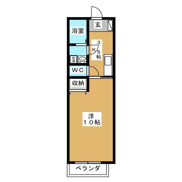 オアシス(1K/4階)の間取り写真